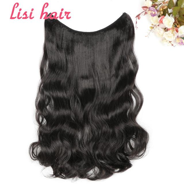 LISI HAIR 24 inches Women Fish Line Hair Extensions Brown Blonde Natural Wavy Long High Tempreture Fiber Synthetic Hairpiece