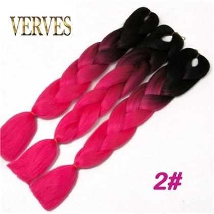 VERVES Braiding Hair 1 piece 24inch Jumbo Braids 100g/piece Synthetic ombre high temperature Fiber Hair Extensions crochet braid