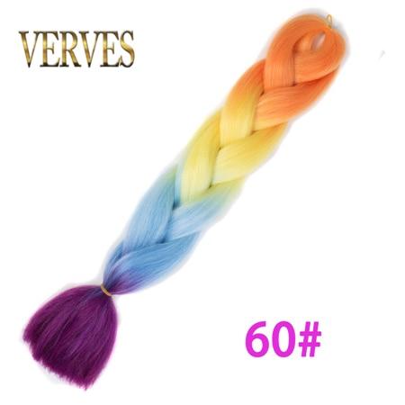 VERVES Braiding Hair 1 piece 24inch Jumbo Braids 100g/piece Synthetic ombre high temperature Fiber Hair Extensions crochet braid