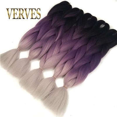 VERVES Braiding Hair 1 piece 24inch Jumbo Braids 100g/piece Synthetic ombre high temperature Fiber Hair Extensions crochet braid
