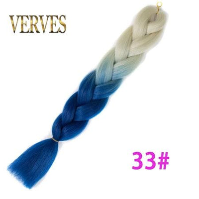 VERVES Braiding Hair 1 piece 24inch Jumbo Braids 100g/piece Synthetic ombre high temperature Fiber Hair Extensions crochet braid
