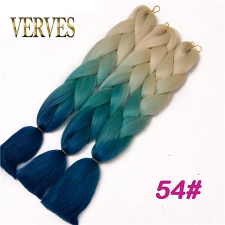 VERVES Braiding Hair 1 piece 24inch Jumbo Braids 100g/piece Synthetic ombre high temperature Fiber Hair Extensions crochet braid