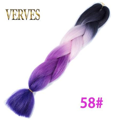VERVES Braiding Hair 1 piece 24inch Jumbo Braids 100g/piece Synthetic ombre high temperature Fiber Hair Extensions crochet braid