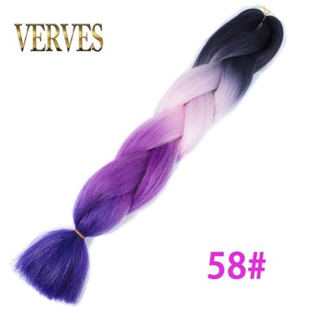 VERVES Braiding Hair 1 piece 24inch Jumbo Braids 100g/piece Synthetic ombre high temperature Fiber Hair Extensions crochet braid