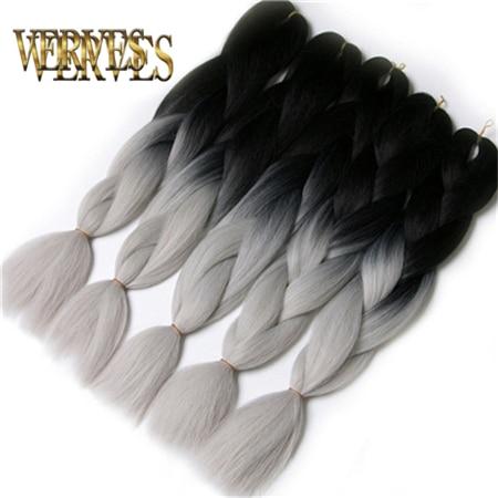 VERVES Braiding Hair 1 piece 24inch Jumbo Braids 100g/piece Synthetic ombre high temperature Fiber Hair Extensions crochet braid