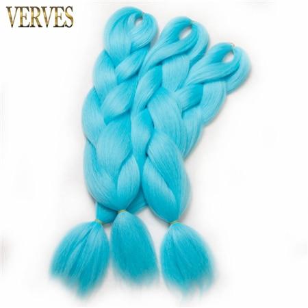 VERVES Braiding Hair 1 piece 24inch Jumbo Braids 100g/piece Synthetic ombre high temperature Fiber Hair Extensions crochet braid
