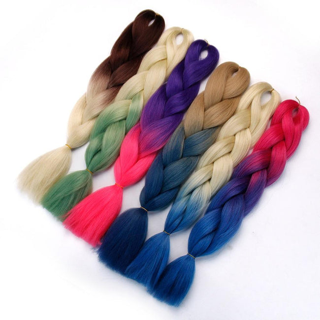 Hair Braid Synthetic Hair Extensions Jumbo False Braid Ombre Braiding Hair Pink Grey Blue Color