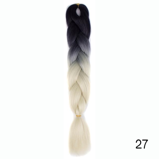 Hair Braid Synthetic Hair Extensions Jumbo False Braid Ombre Braiding Hair Pink Grey Blue Color