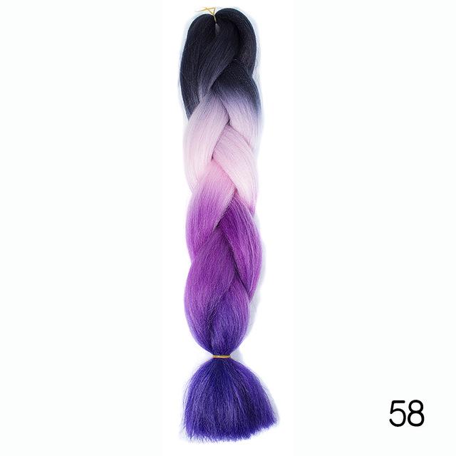 Hair Braid Synthetic Hair Extensions Jumbo False Braid Ombre Braiding Hair Pink Grey Blue Color
