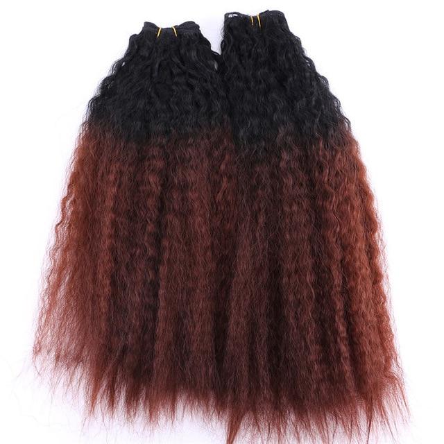 2pcs/lot Black to Golden Ombre hair Bundles 16-20 inch Available 70 Gram one piece Kinky Straight Hair extension Synthetic weave