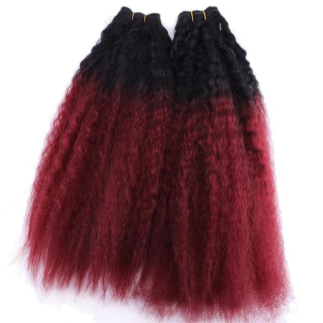 2pcs/lot Black to Golden Ombre hair Bundles 16-20 inch Available 70 Gram one piece Kinky Straight Hair extension Synthetic weave