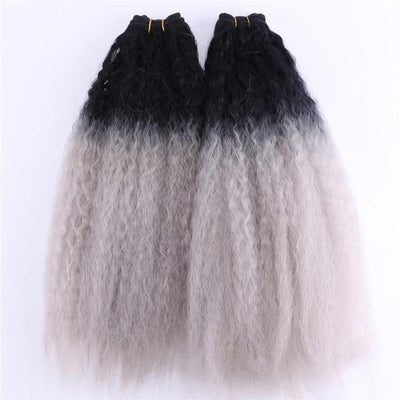 2pcs/lot Black to Golden Ombre hair Bundles 16-20 inch Available 70 Gram one piece Kinky Straight Hair extension Synthetic weave