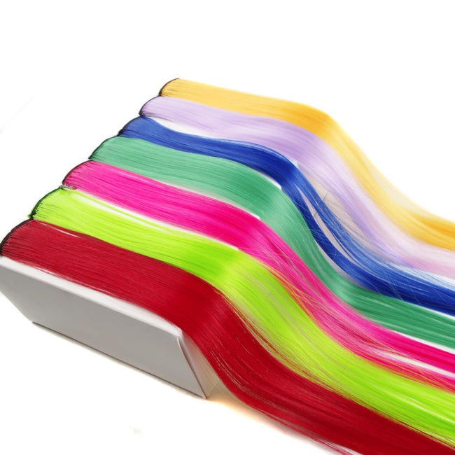 Sallyhair Clip Hair 20inch One Piece Hairpiece Color Synthetic Long Straight Hair Extensions Pink Yellow Blue Purple For Women