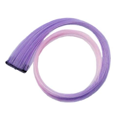 Sallyhair Clip Hair 20inch One Piece Hairpiece Color Synthetic Long Straight Hair Extensions Pink Yellow Blue Purple For Women