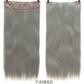 AOSI 60cm Long Straight Black Gray Blonde Women Ombre  High Tempreture Synthetic Hairpiece 5 Clip in Hair Extensions Hair Piece