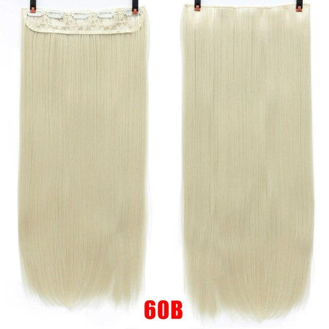 AOSI 60cm Long Straight Black Gray Blonde Women Ombre  High Tempreture Synthetic Hairpiece 5 Clip in Hair Extensions Hair Piece