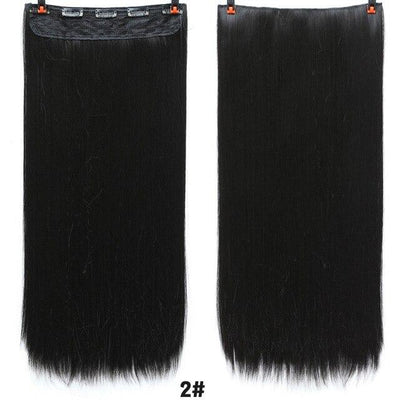 AOSI 60cm Long Straight Black Gray Blonde Women Ombre  High Tempreture Synthetic Hairpiece 5 Clip in Hair Extensions Hair Piece