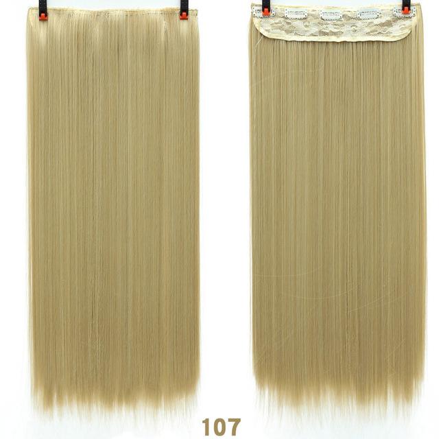 AOSI 60cm Long Straight Black Gray Blonde Women Ombre  High Tempreture Synthetic Hairpiece 5 Clip in Hair Extensions Hair Piece