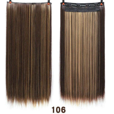 AOSI 60cm Long Straight Black Gray Blonde Women Ombre  High Tempreture Synthetic Hairpiece 5 Clip in Hair Extensions Hair Piece