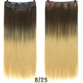 AOSI 60cm Long Straight Black Gray Blonde Women Ombre  High Tempreture Synthetic Hairpiece 5 Clip in Hair Extensions Hair Piece