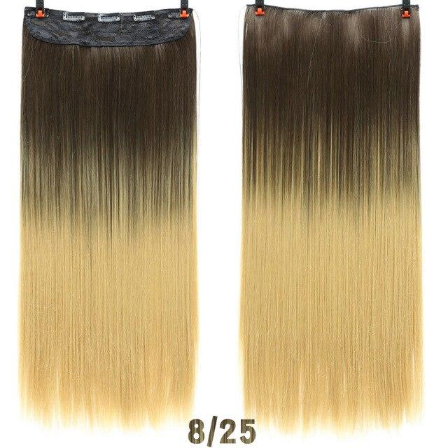 AOSI 60cm Long Straight Black Gray Blonde Women Ombre  High Tempreture Synthetic Hairpiece 5 Clip in Hair Extensions Hair Piece