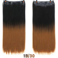 AOSI 60cm Long Straight Black Gray Blonde Women Ombre  High Tempreture Synthetic Hairpiece 5 Clip in Hair Extensions Hair Piece