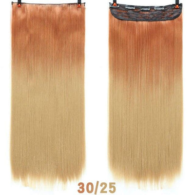 AOSI 60cm Long Straight Black Gray Blonde Women Ombre  High Tempreture Synthetic Hairpiece 5 Clip in Hair Extensions Hair Piece