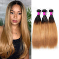 Honey Blonde Virgin Brazilian Straight Hair Color T1b/27 3 Bundles - The Best Human Hair Weave and Human Hair Wigs