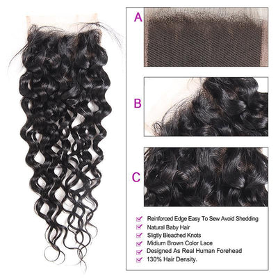 3 Bundles Water Wave Hair With 1 Free Lace Closure - The Best Human Hair Weave and Human Hair Wigs