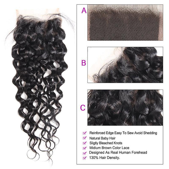 3 Bundles Water Wave Hair With 1 Free Lace Closure - The Best Human Hair Weave and Human Hair Wigs